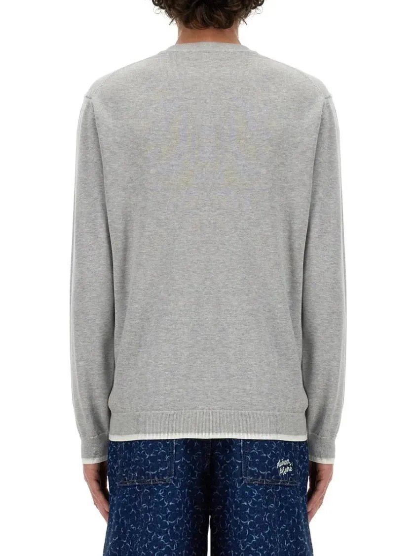 Maison Kitsune - "Fox Head" Jersey - Größe L - grau – Bild 3