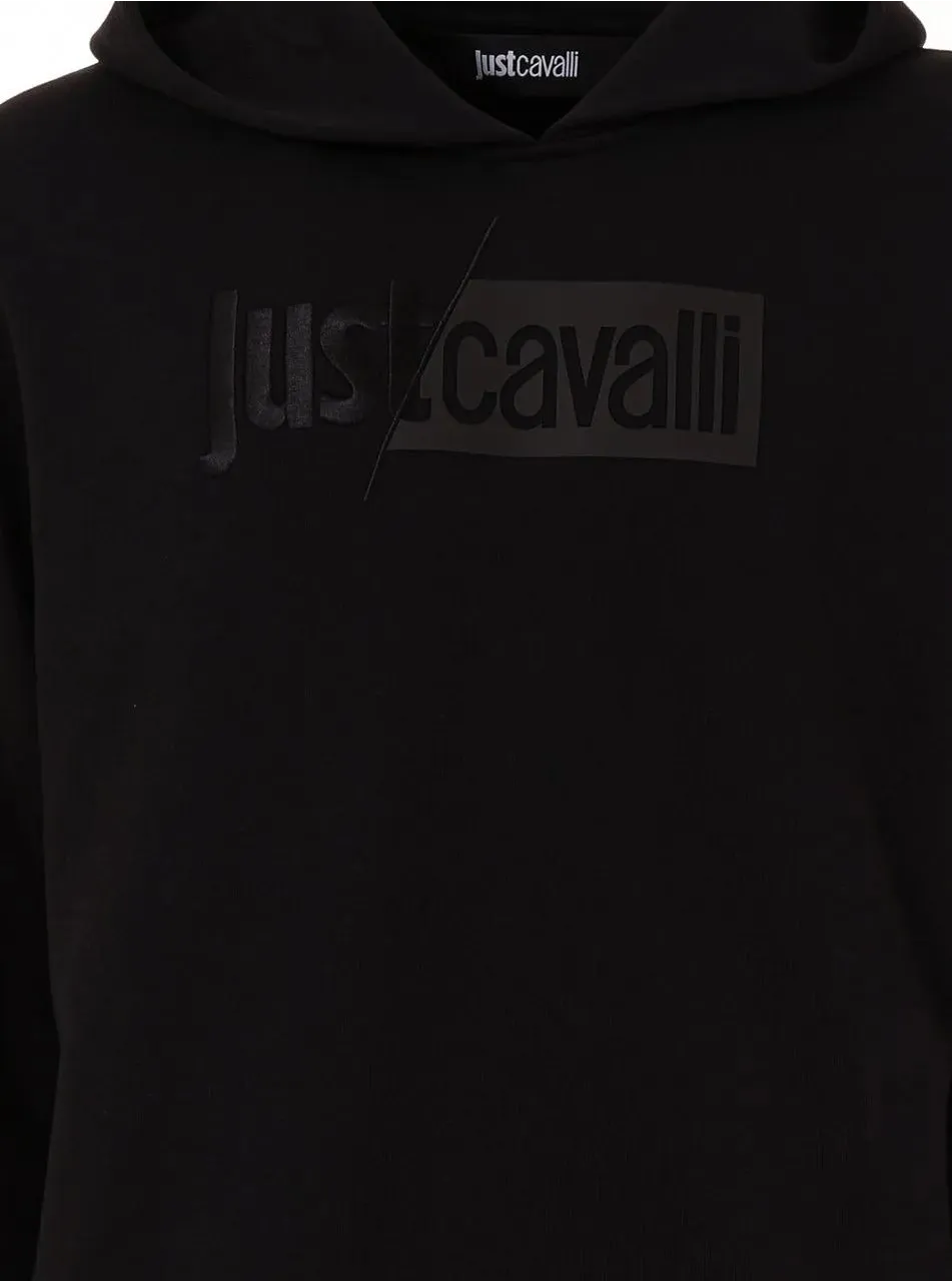 Just Cavalli - Hooded Sweatshirt With Tonal Logo Embroidery - Größe S - schwarz – Bild 3