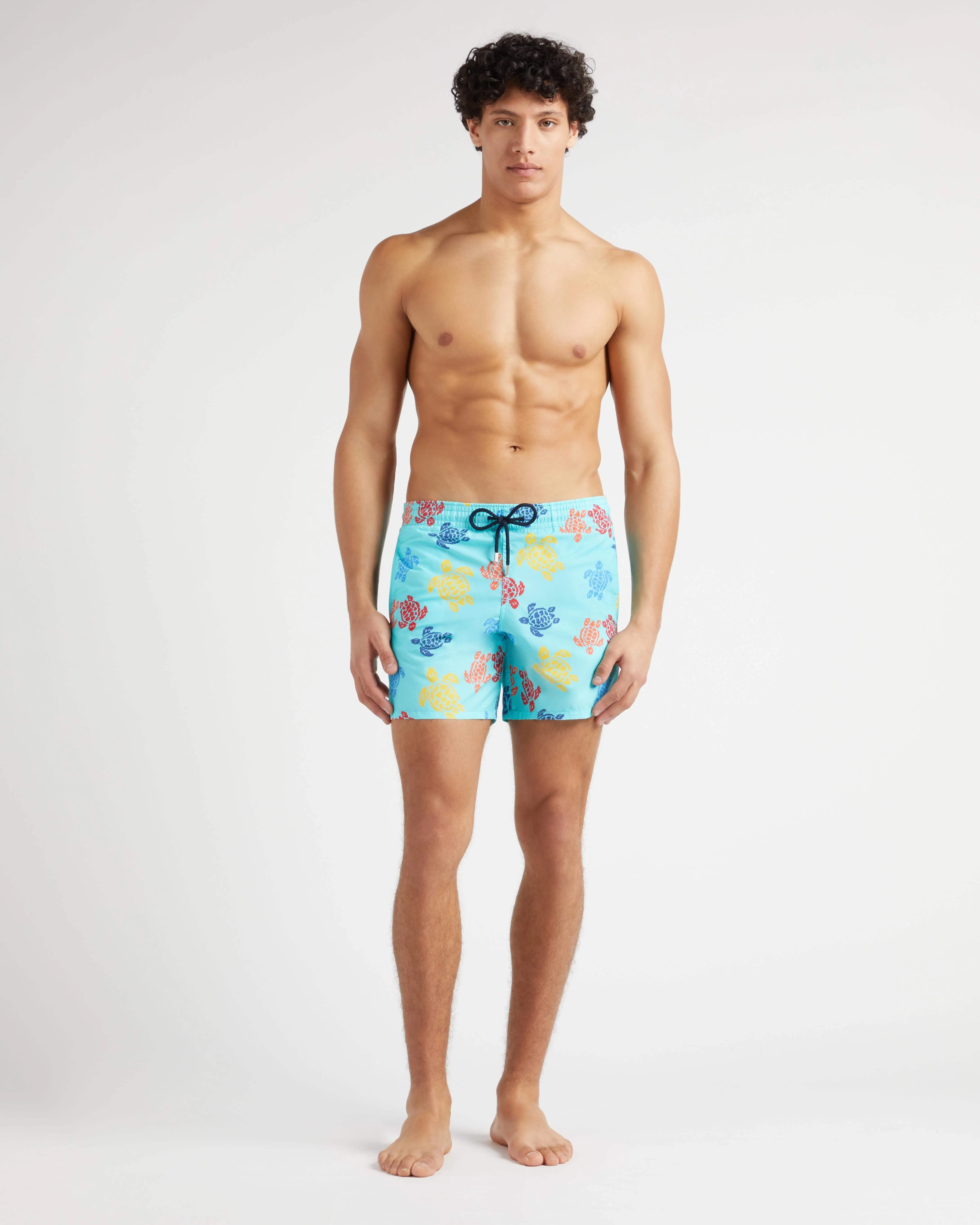 Vilebrequin - Ronde Des Tortues Tricot Badeshorts Für Herren – Vilebrequin X Falke - Bademode - Moorea - Blau - Größe XS – Bild 3