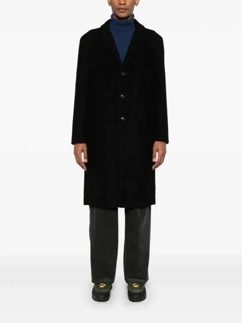 Amish - Long Black Tailored Coat With Notched Lapel And Bu - Größe M - schwarz – Bild 2