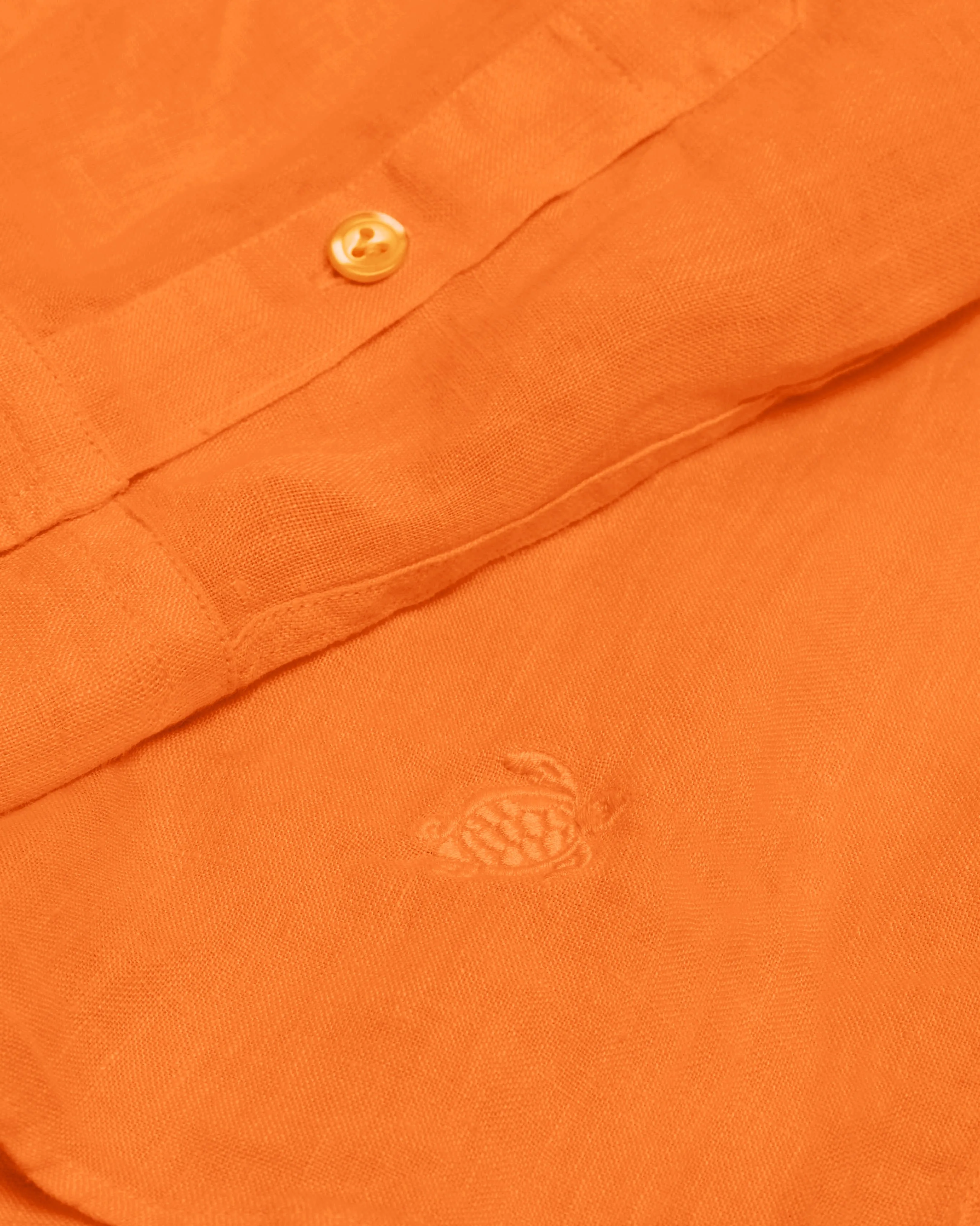 Vilebrequin - Einfarbiges Hemd Aus Leinen Für Herren - Hemd - Caroubis - Orange - Größe XXL – Bild 3