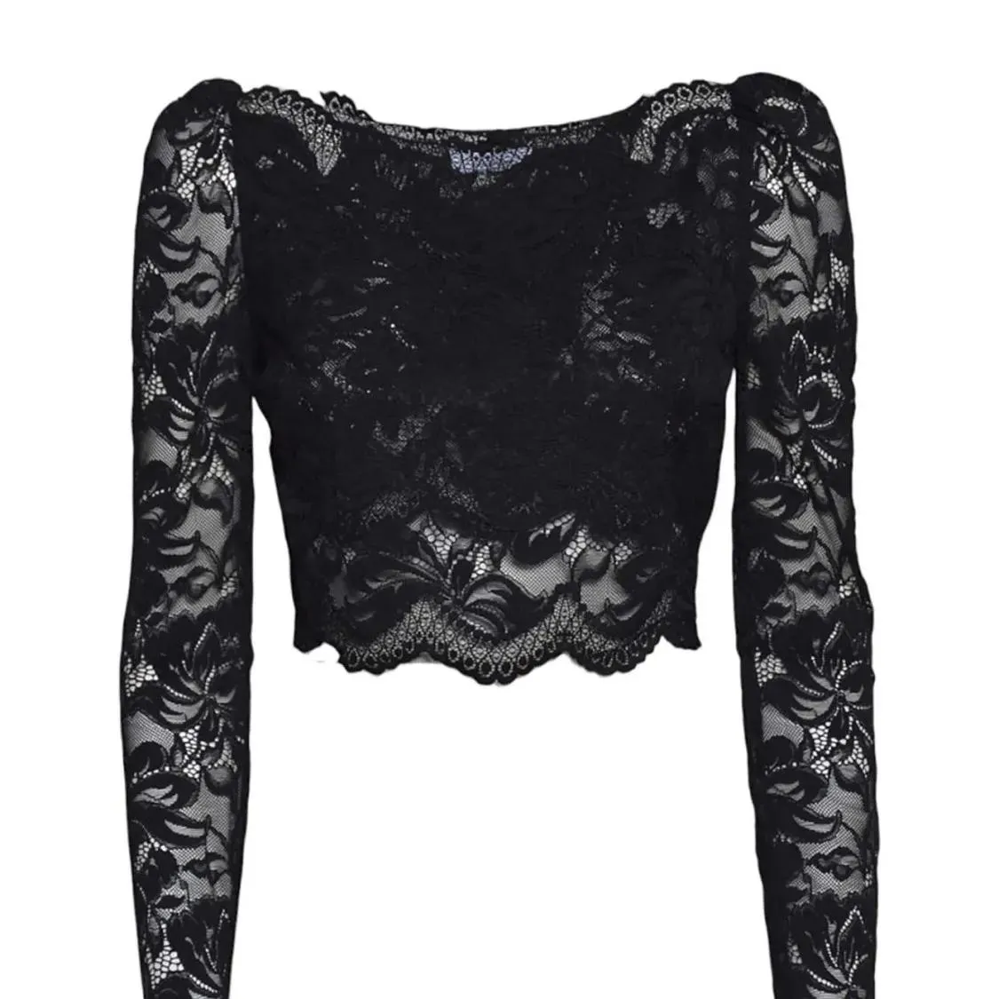 Paco Rabanne - Black Lace Crop Top With Intricate Floral Design - Größe 36 - schwarz – Bild 2