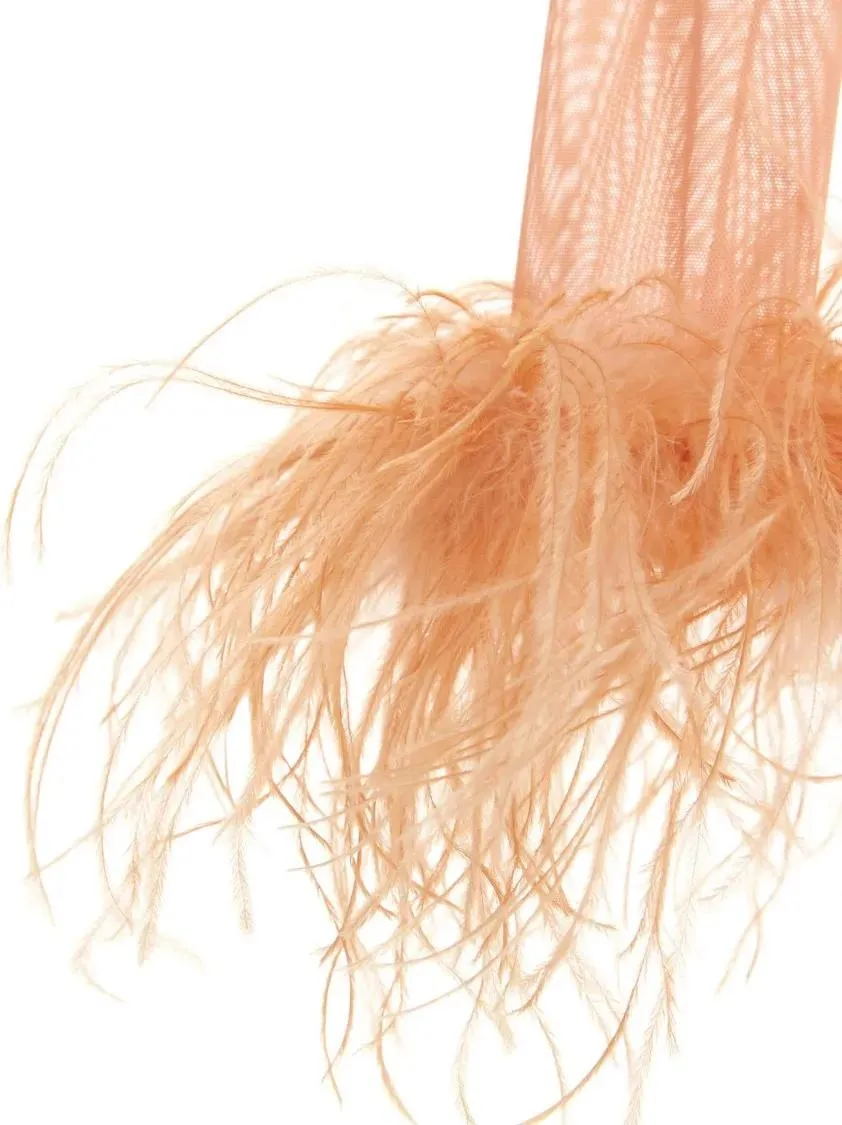 Oséree - Feather Transparent Mesh Bodysuit - Größe S - pink – Bild 2
