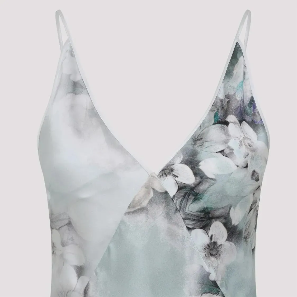 Alberta Ferretti - Floral Print Maxi Dress With V-Neckline - Größe 40 - blau – Bild 2