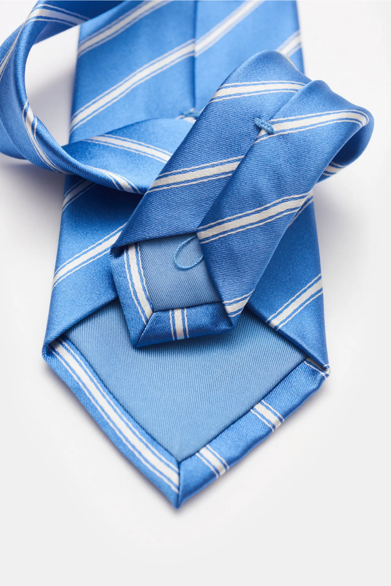 Bigi - Herren - Seidenkrawatte 'Senna' blau/offwhite gestreift – Bild 4