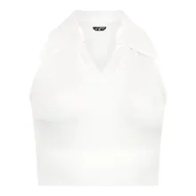 Plein Sport - Polo Neck Cropped Top Ps - Größe S - weiß Plein Sport - Polo Neck Cropped Top Ps - Größe S - weiß