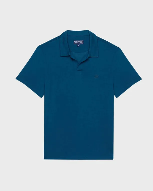 Vilebrequin - Einfarbiges Polohemd Aus Tencel Für Herren - Polohemd - Pirinol - Blau - Größe M Vilebrequin - Einfarbiges Polohemd Aus Tencel Für Herren - Polohemd - Pirinol - Blau - Größe M