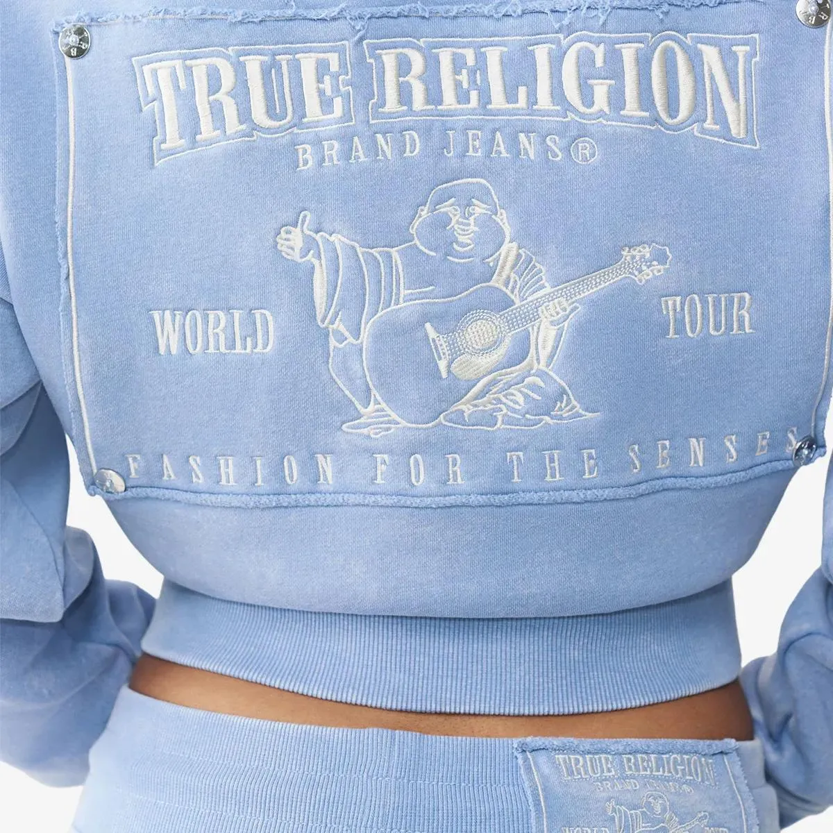 True Religion - Zip-Hoodie VINTAGE WASHED - Größe M - blau – Bild 3