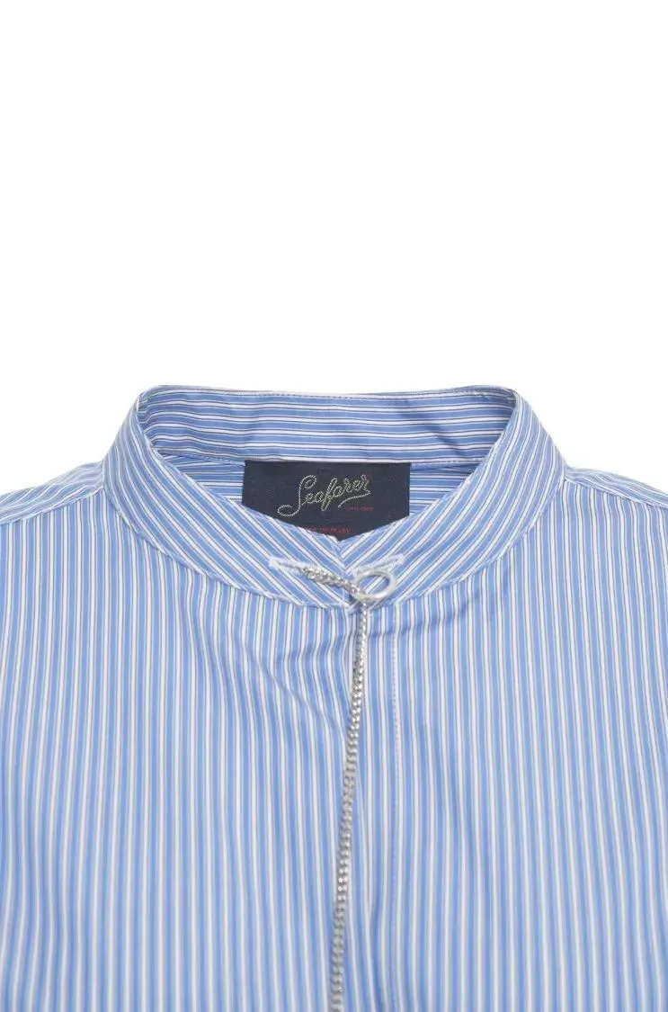 Seafarer - Striped Shirt With Mandarin Collar - Größe 40 - blau – Bild 3