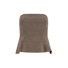 BEAU FILLE - Tailored Strapless Brown Blouse - Größe 2 - braun BEAU FILLE - Tailored Strapless Brown Blouse - Größe 2 - braun