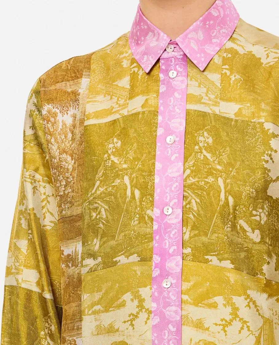 Pierre-Louis Mascia - Yellow/Pink Printed Shirt With Pointed Collar - Größe M - gelb – Bild 2