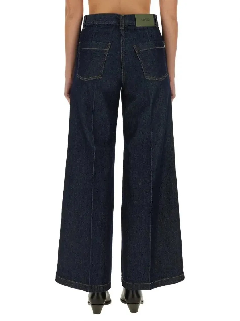 Aspesi - High-Waisted Wide-Leg Jeans With Flared Silhouette - Größe 25 - blau – Bild 3