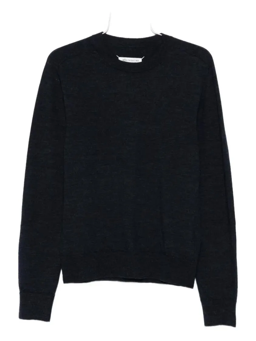 Maison Margiela - Classic Crew Neck Sweater With Suede Elbow Patches - Größe M - schwarz Maison Margiela - Classic Crew Neck Sweater With Suede Elbow Patches - Größe M - schwarz