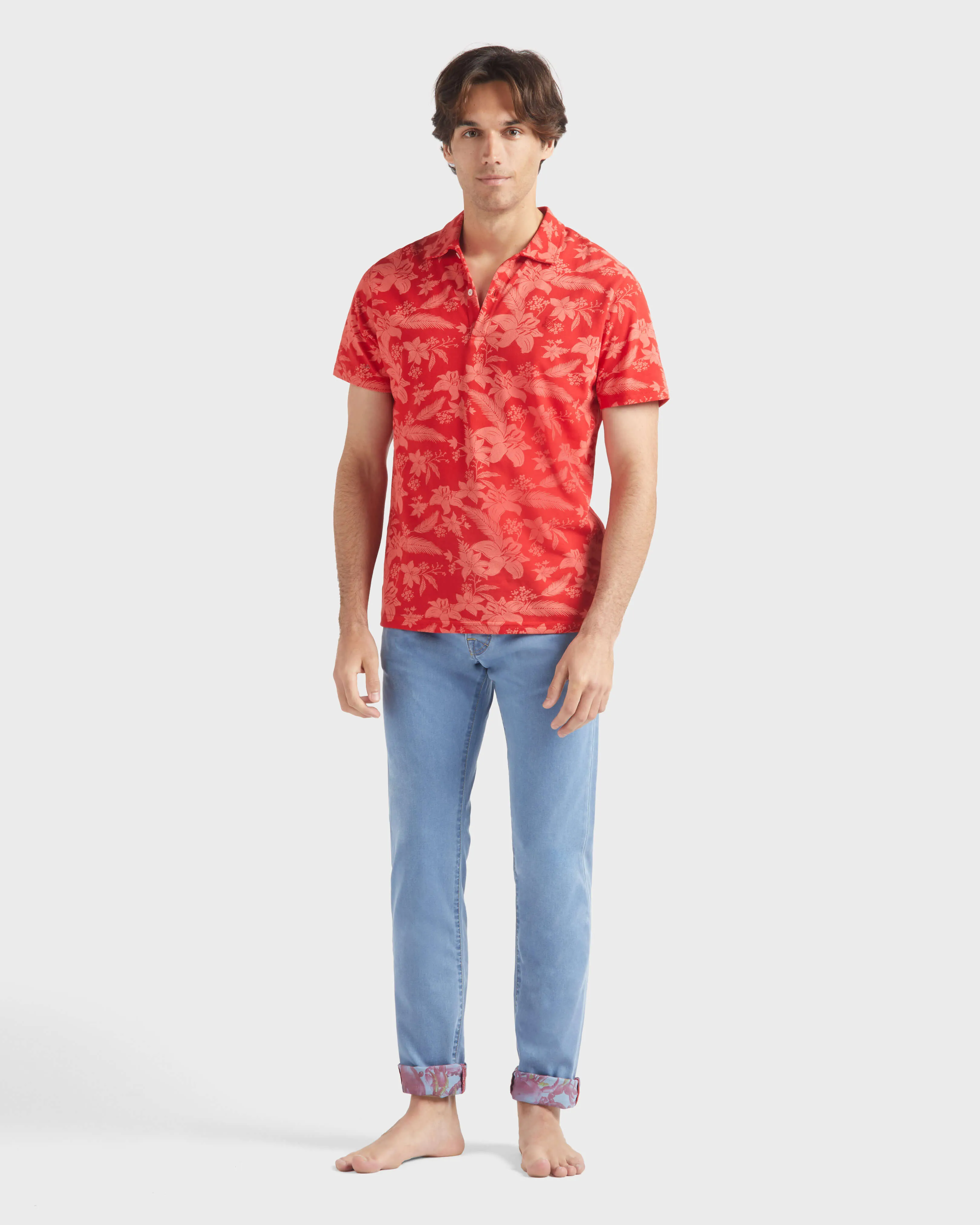Vilebrequin - Baumwoll-polohemd Mit Lightening Flower-print Für Herren - Polohemd - Moussure - Rot - Größe XL – Bild 3