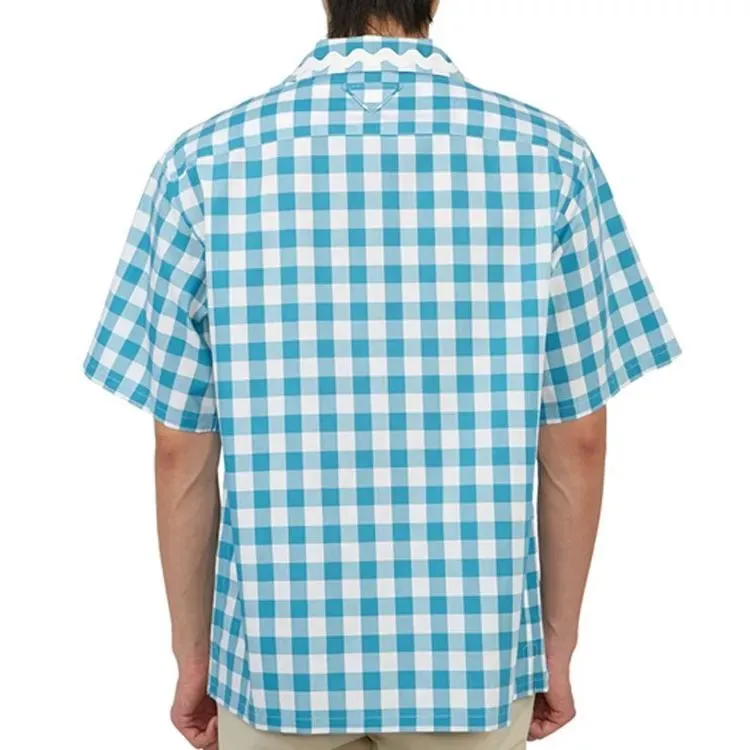 Prada - Checked Cotton Shirt - Größe M - blue – Bild 2