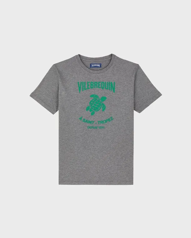 Vilebrequin - T-shirt Aus Baumwolle Mit Logoprägung Für Herren - T-shirt - Portisol - Grau - Größe XL Vilebrequin - T-shirt Aus Baumwolle Mit Logoprägung Für Herren - T-shirt - Portisol - Grau - Größe XL