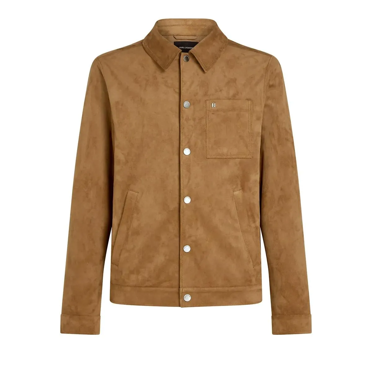 Karl Lagerfeld - Jacke im Trucker-Stil aus Kunstvelours - Größe L - cognacbraun Karl Lagerfeld - Jacke im Trucker-Stil aus Kunstvelours - Größe L - cognacbraun