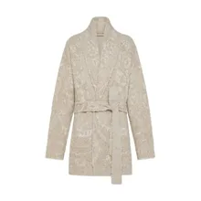 Momonì - Textured Knitwear Cardigan With Shawl Collar - Größe XS - beige Momonì - Textured Knitwear Cardigan With Shawl Collar - Größe XS - beige