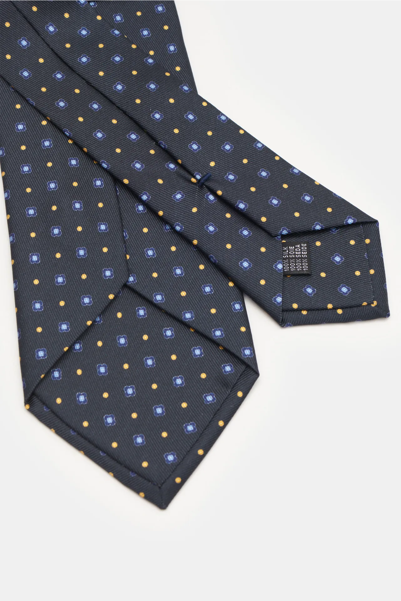 Eddy Monetti - Herren - Seidenkrawatte dark navy/hellblau/gelb gemustert – Bild 4