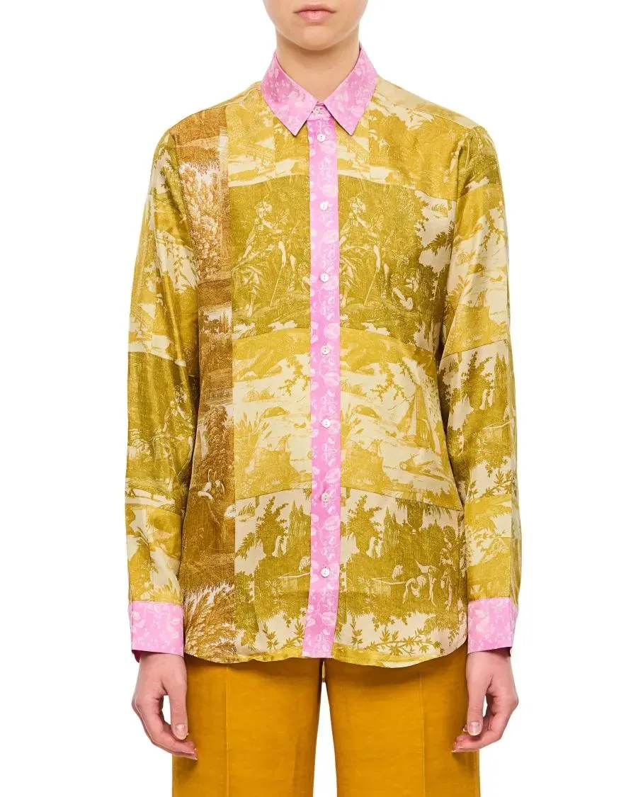 Pierre-Louis Mascia - Yellow/Pink Printed Shirt With Pointed Collar - Größe M - gelb Pierre-Louis Mascia - Yellow/Pink Printed Shirt With Pointed Collar - Größe M - gelb
