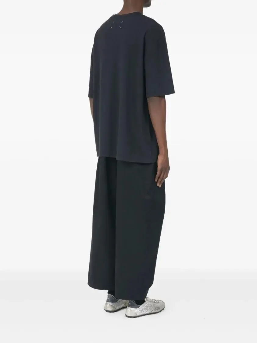 Maison Margiela - Navy Cotton T-Shirt With Graphic Print - Größe L - schwarz – Bild 4