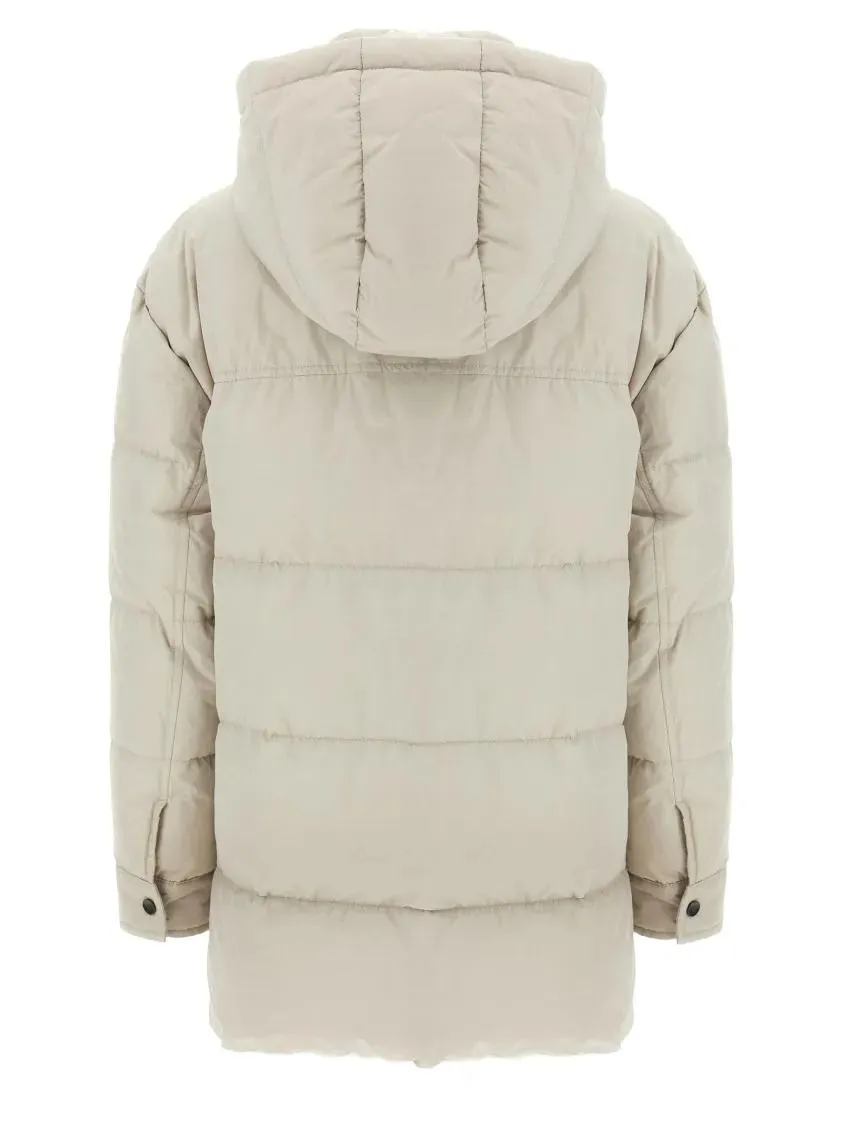 Brunello Cucinelli - Knitted Neck Down Jacket - Größe 40 - beige – Bild 4