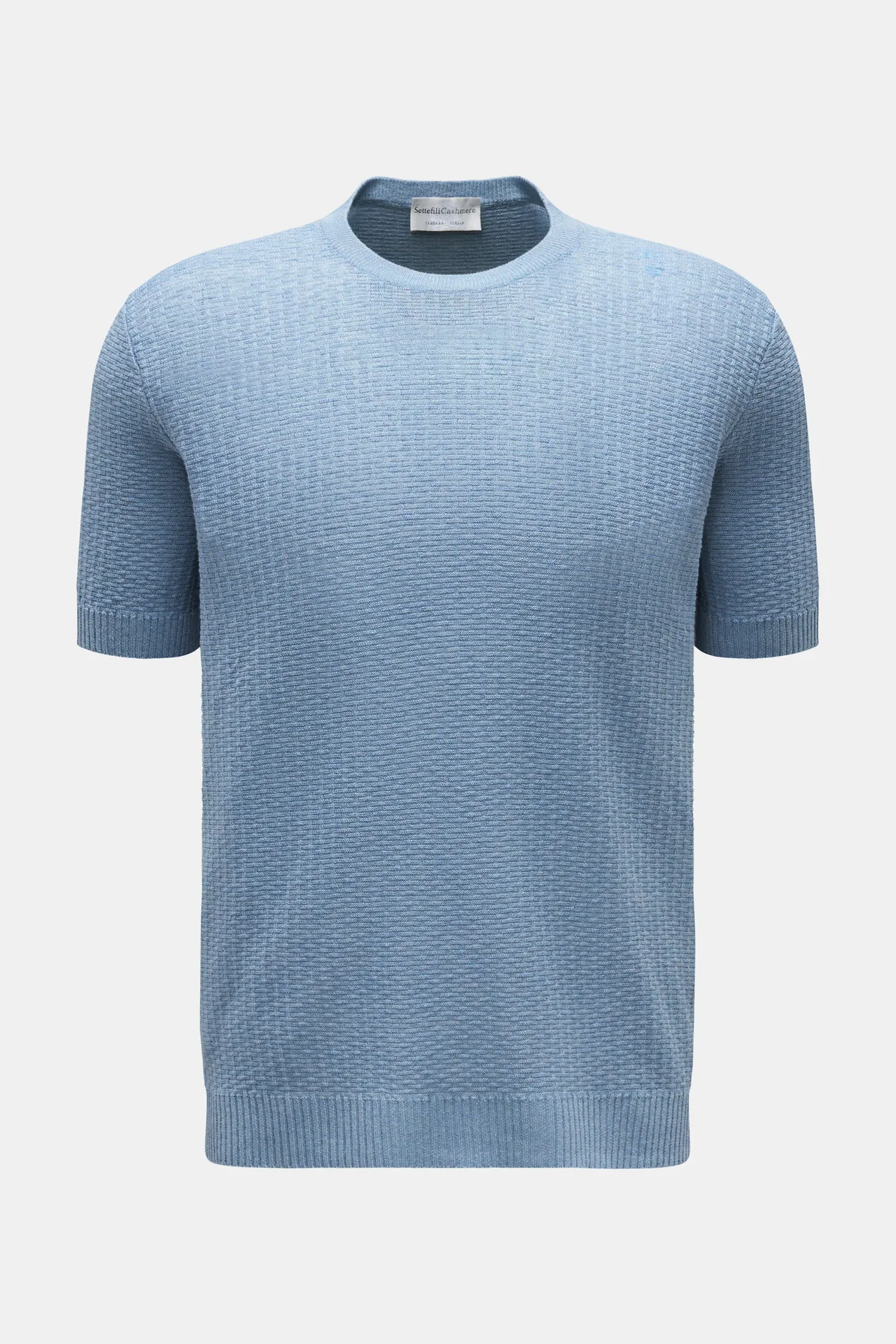 Settefili Cashmere - Herren - Kurzarm-Rundhalspullover rauchblau Settefili Cashmere - Herren - Kurzarm-Rundhalspullover rauchblau
