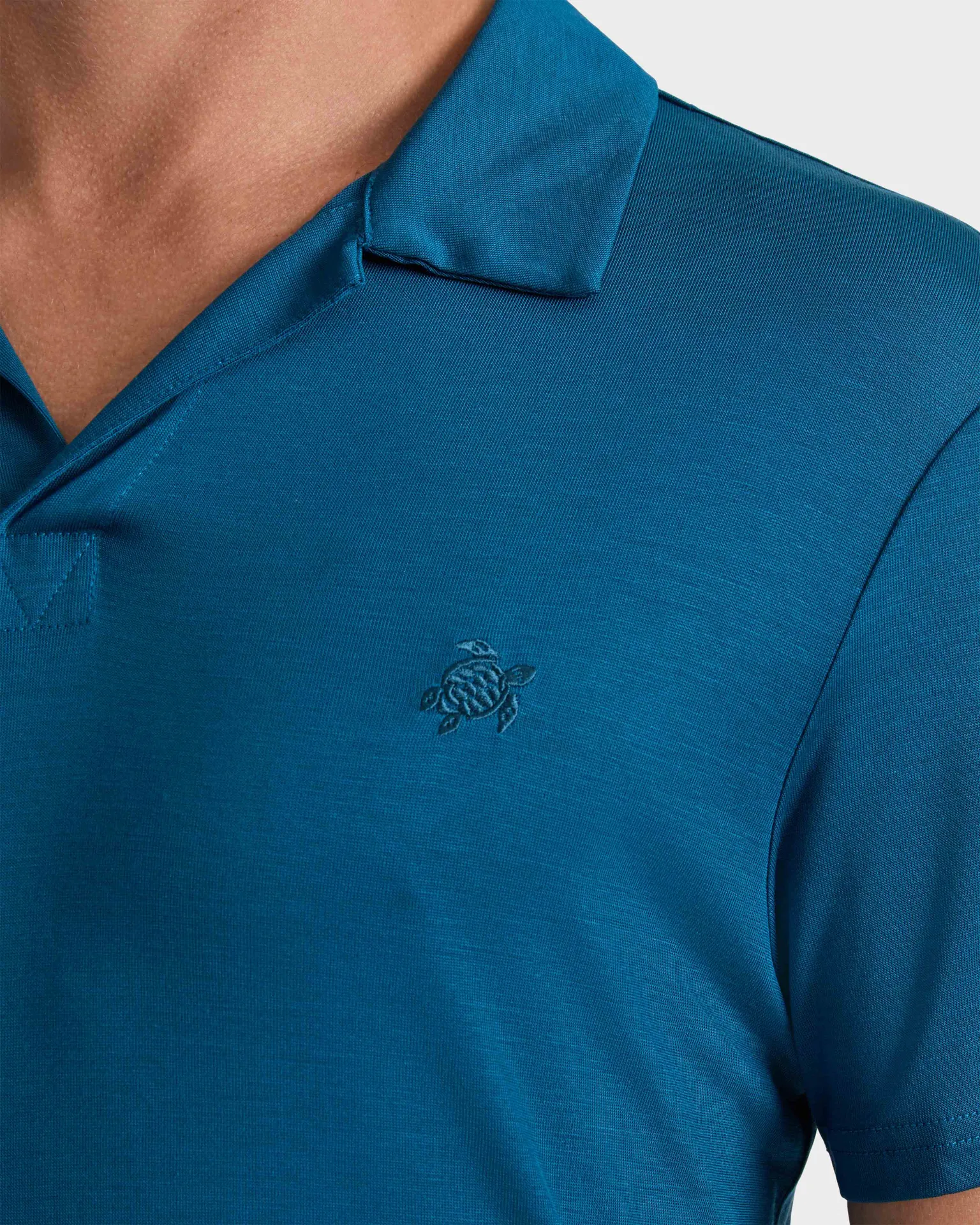 Vilebrequin - Einfarbiges Polohemd Aus Tencel Für Herren - Polohemd - Pirinol - Blau - Größe XXXL – Bild 5