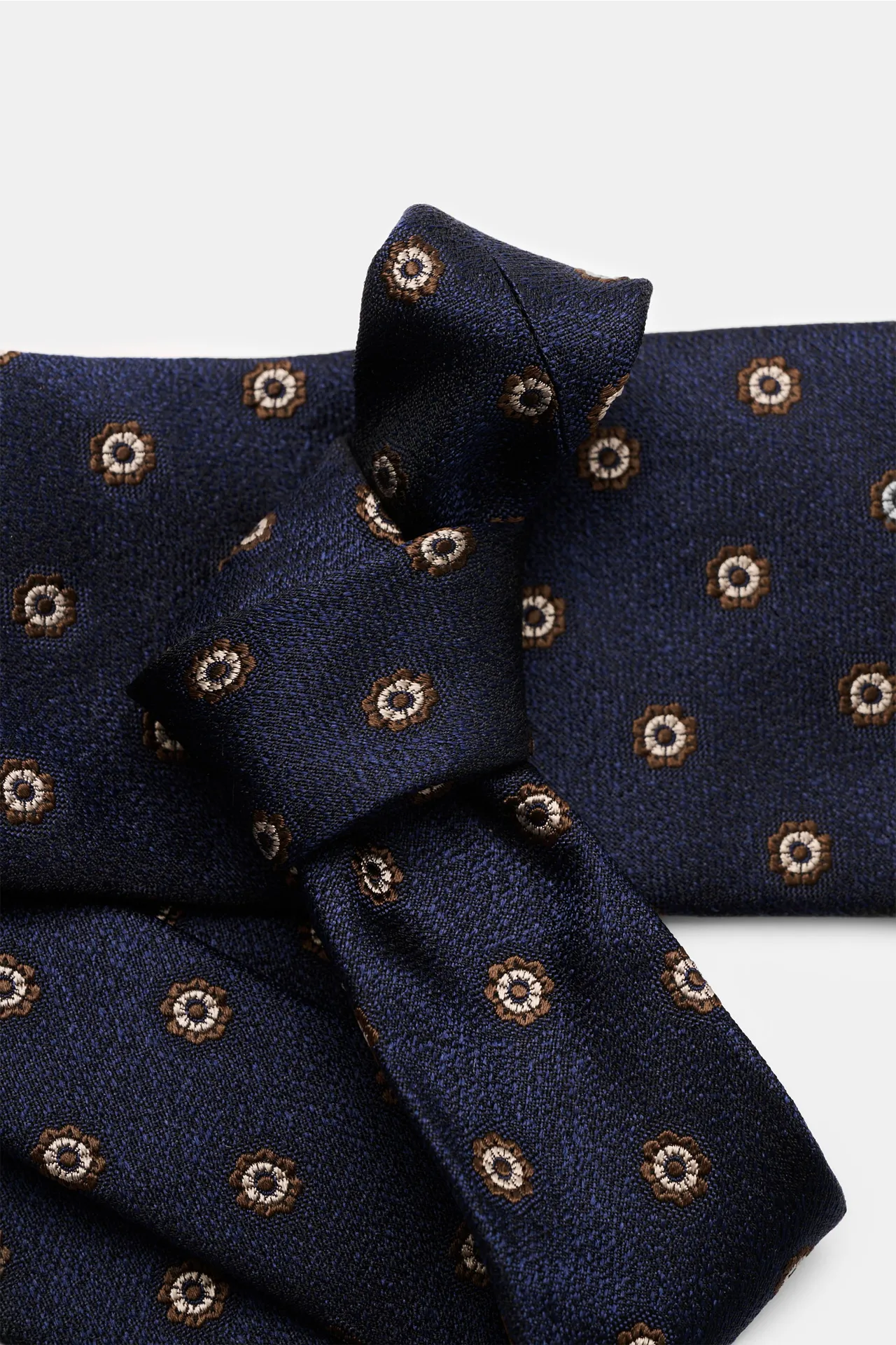 Zegna - Herren - Seidenkrawatte navy/braun/beige gemustert – Bild 4