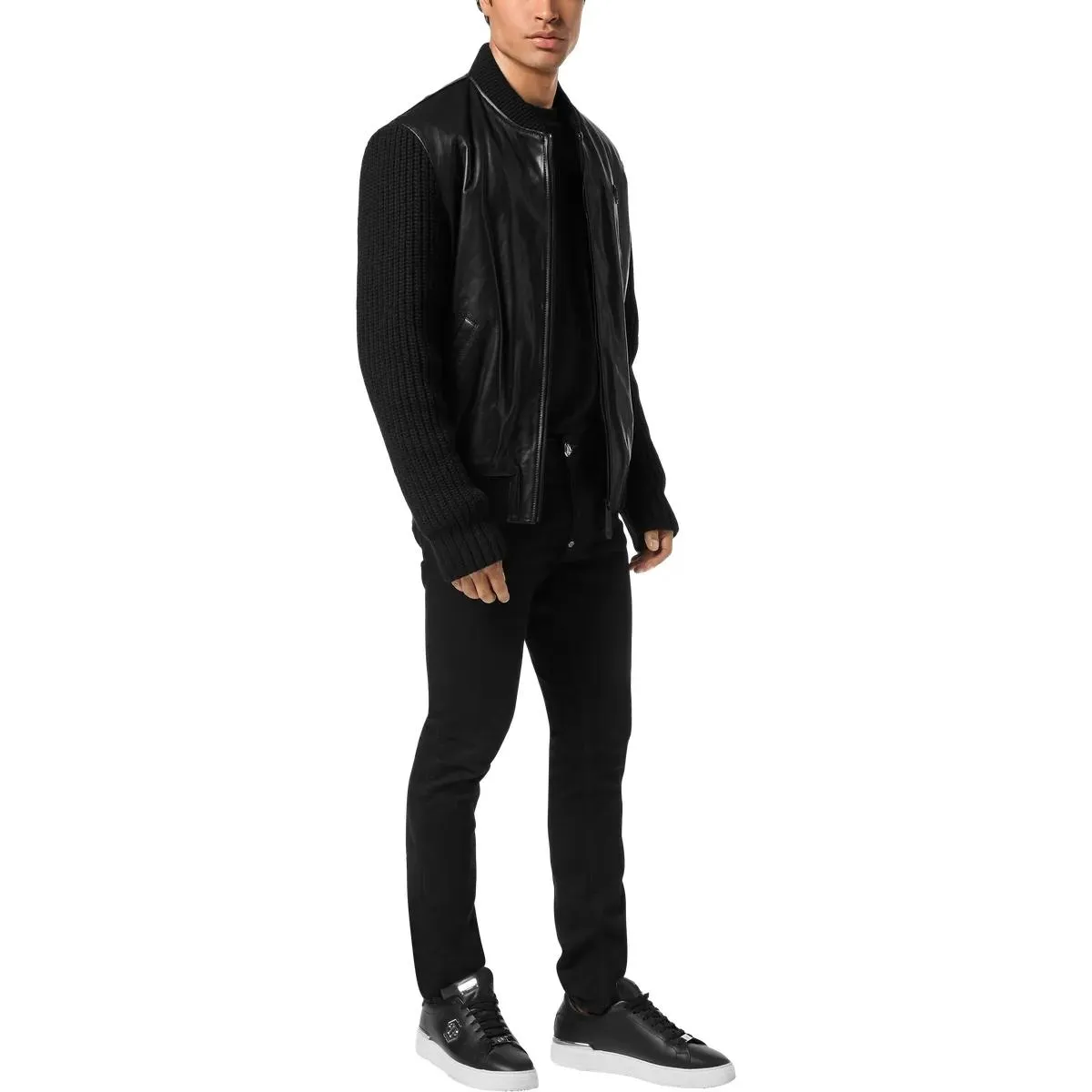 Philipp Plein - Leder-Bomber - Größe M - schwarz – Bild 2