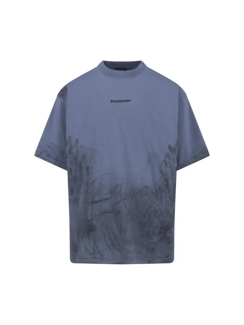 Balenciaga - "Back" T-Shirt – Blue - Größe M - blau Balenciaga - "Back" T-Shirt – Blue - Größe M - blau