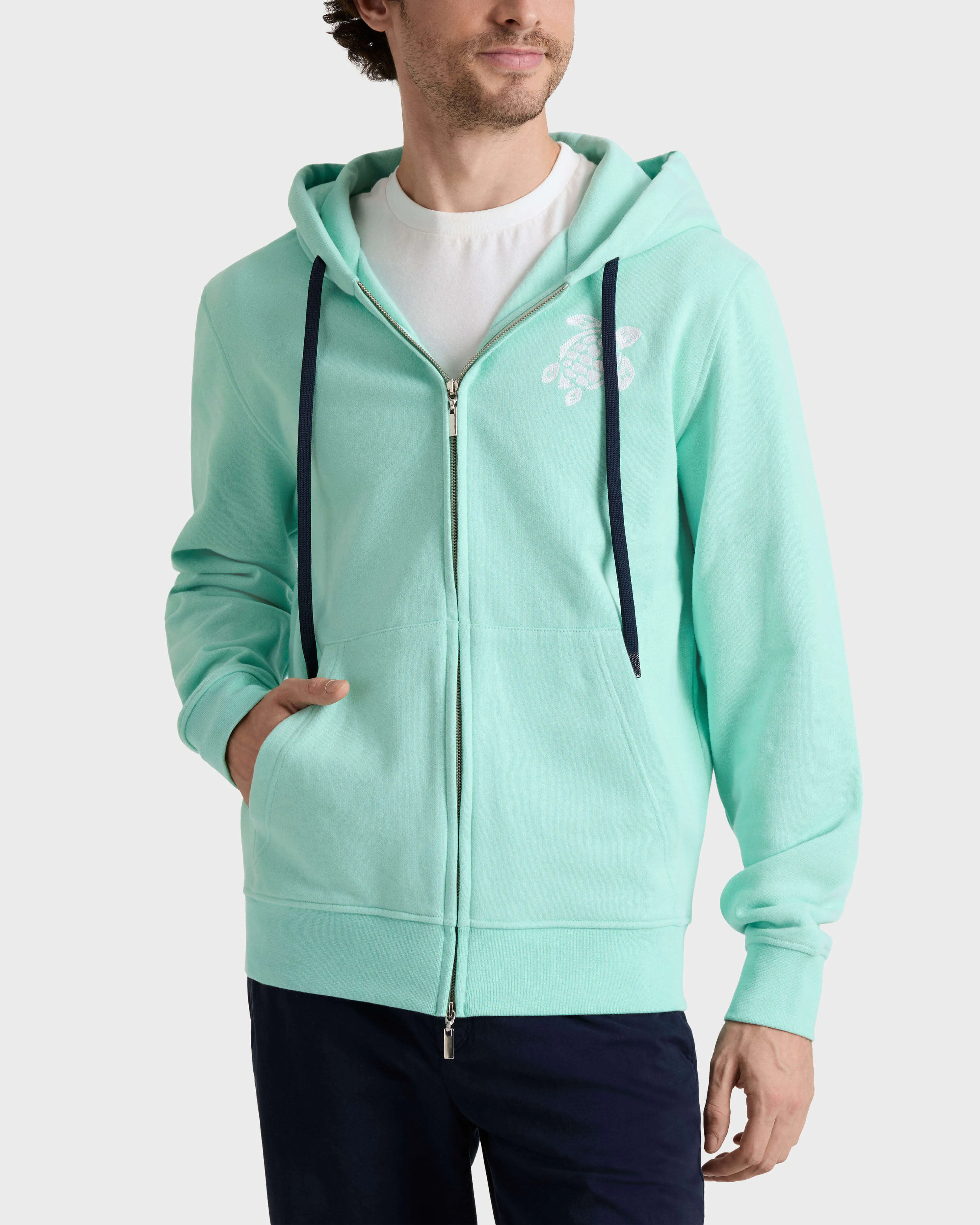 Vilebrequin - Baumwoll-cardigan Mit Durchgehendem Reißverschluss Und Großer Schildkrötenstickerei Für Herren - Sweatshirt - Malanti - Grün - Größe M – Bild 3