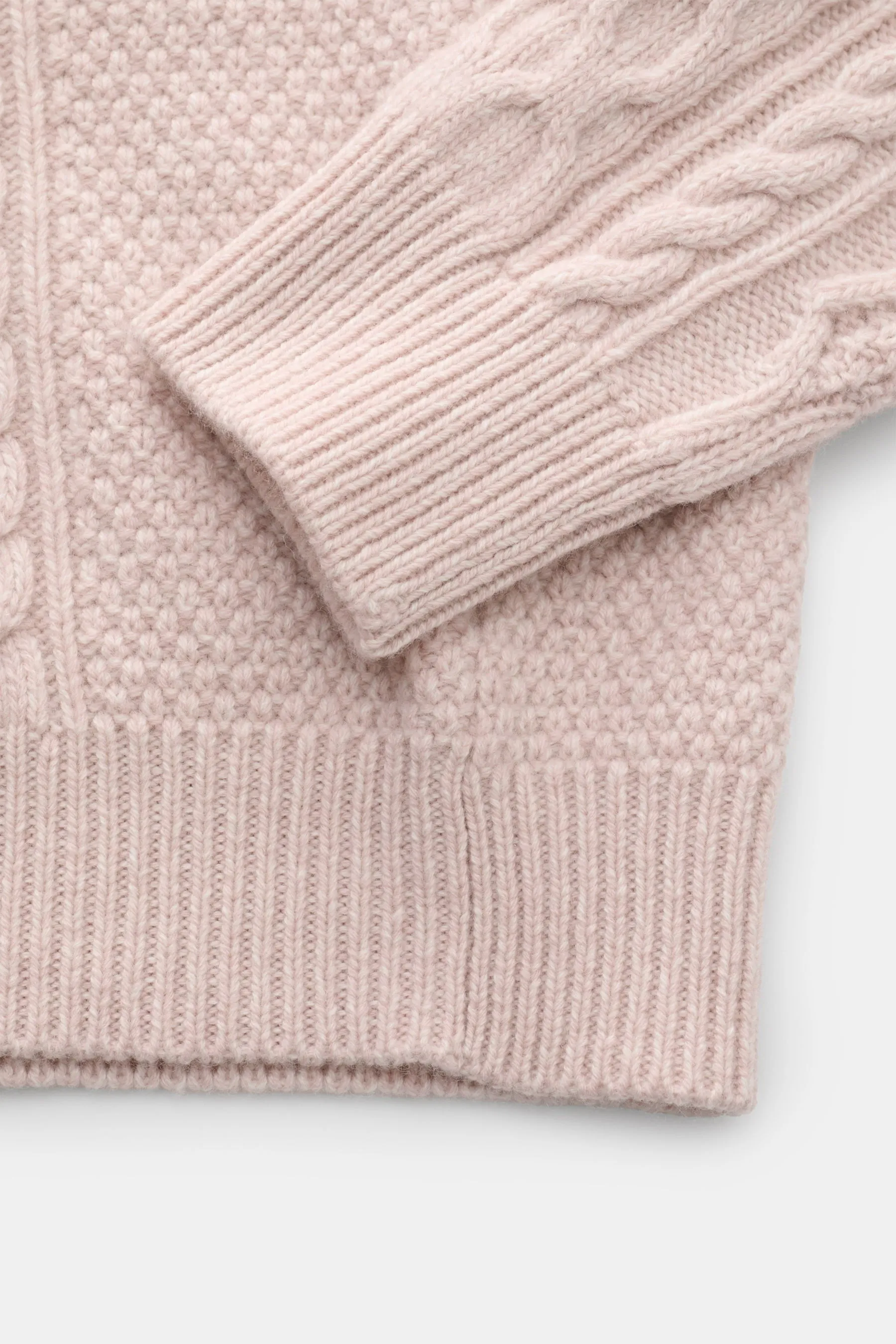 04651/ A trip in a bag - Herren - Rollkragenpullover 'Mouline Cable Turtle' altrosa meliert – Bild 4