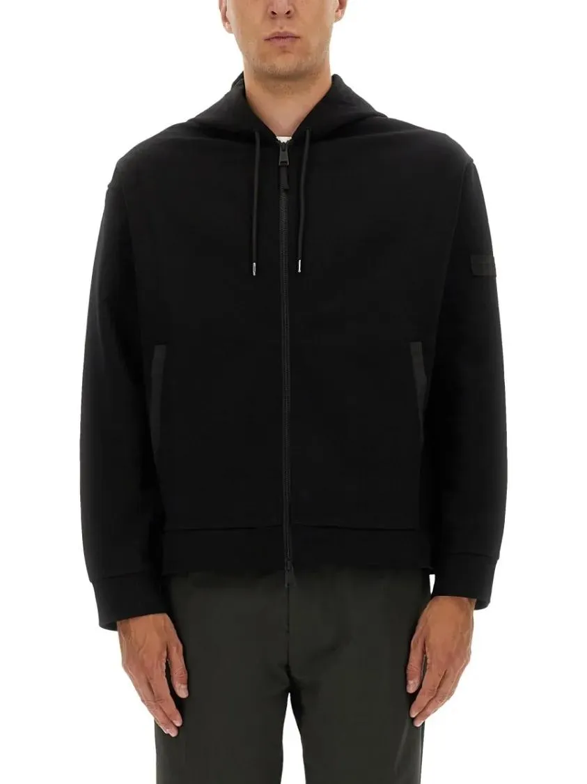 Premiata - Zip Sweatshirt With Contrasting Fabric Panel - Größe M - schwarz Premiata - Zip Sweatshirt With Contrasting Fabric Panel - Größe M - schwarz