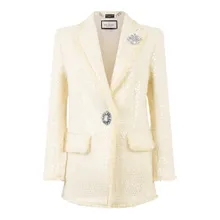 Philipp Plein - Tweed Boyfriend%27s Fit Blazer Paillettes - Größe M - weiß Philipp Plein - Tweed Boyfriend%27s Fit Blazer Paillettes - Größe M - weiß