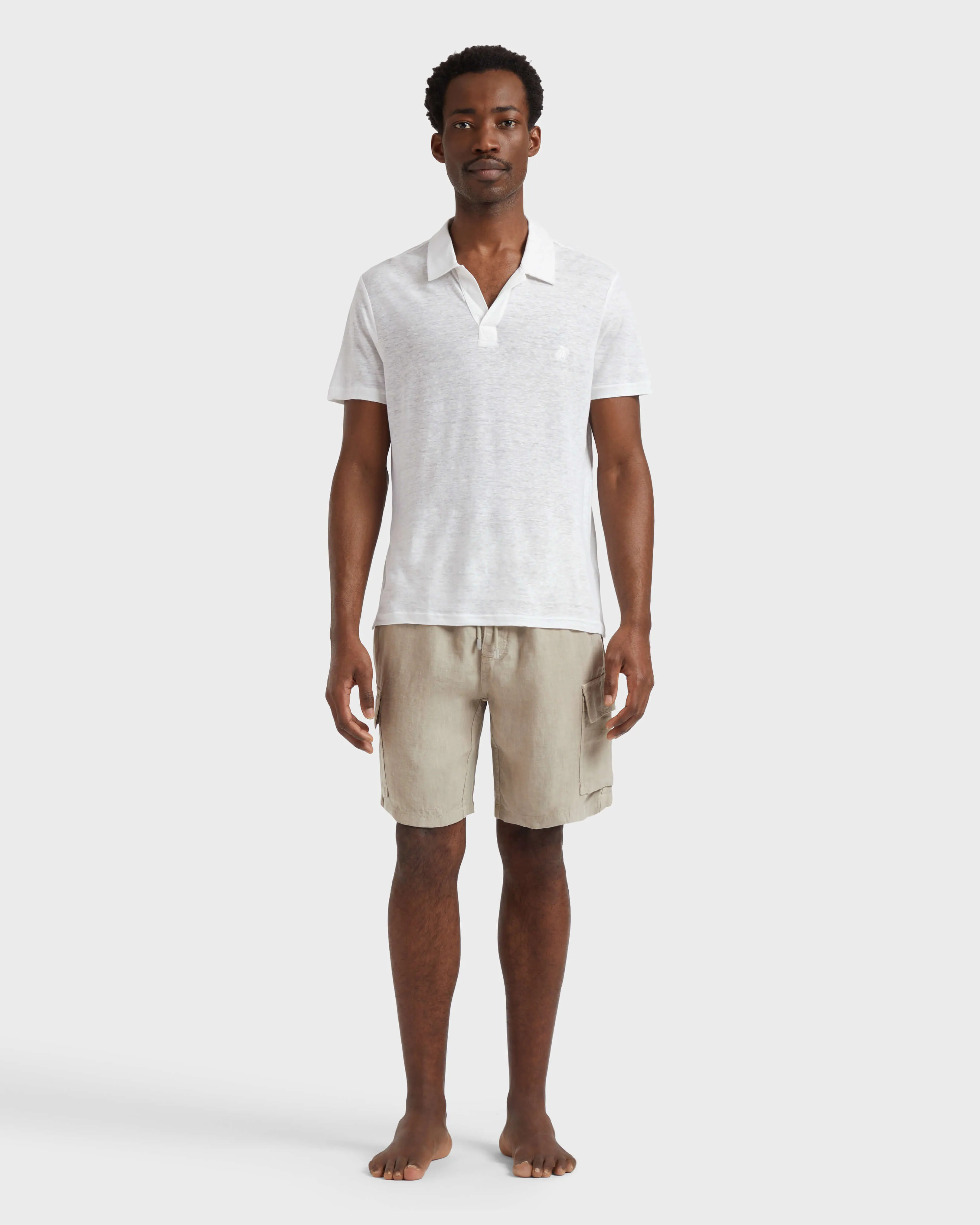 Vilebrequin - Einfarbiges Polohemd Aus Leinenjersey Für Herren - Polohemd - Pyramid - Weiss - Größe L – Bild 3