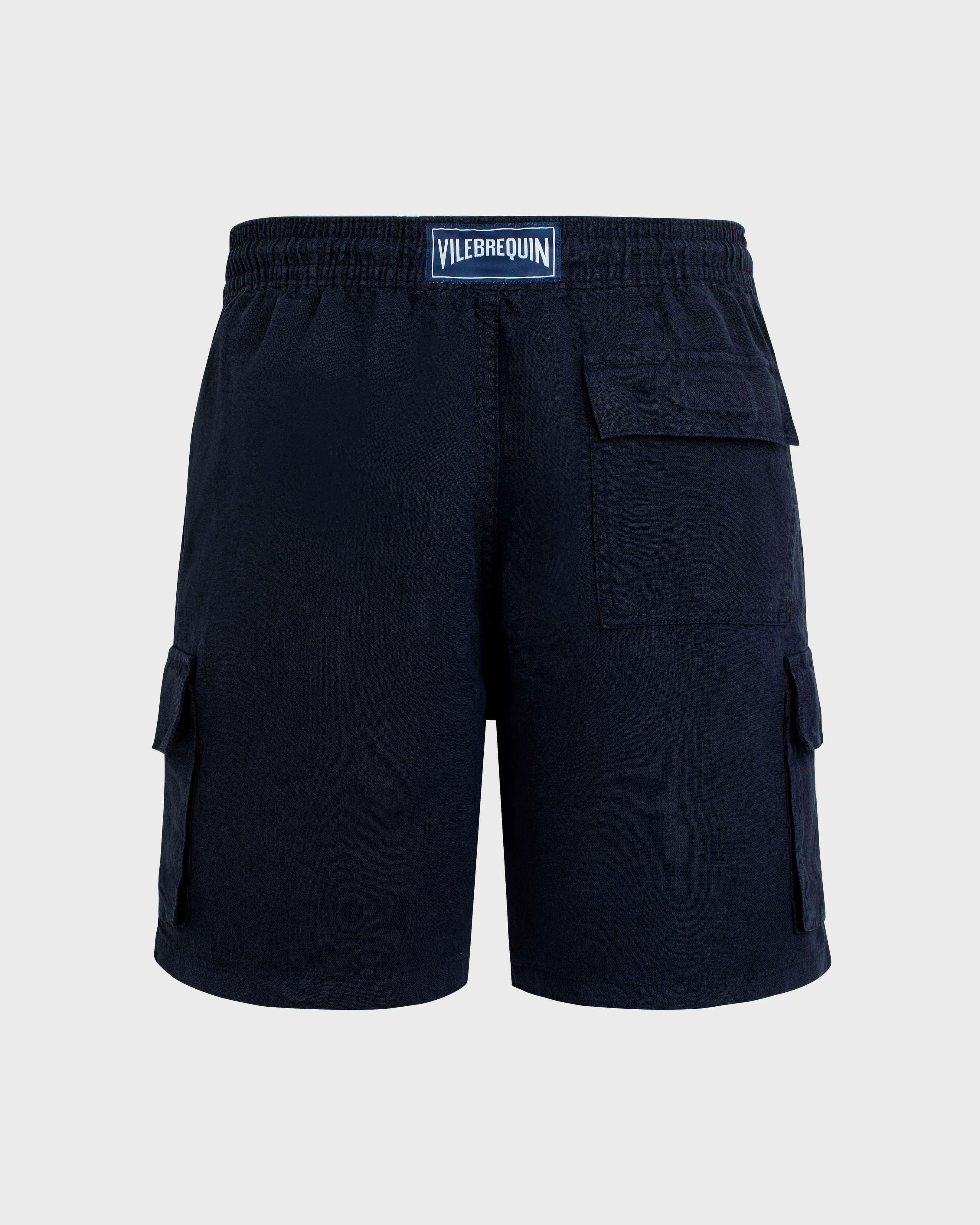 Vilebrequin - Einfarbige Leinen-bermudashorts Mit Cargotaschen Für Herren - Bermuda - Baie - Blau - Größe XXL – Bild 2