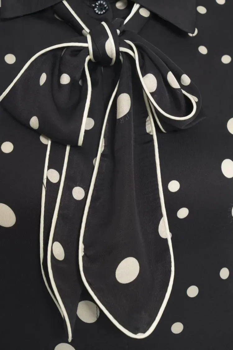 5 Progress - Animal Print Blouse With Bow Tie Collar - Größe M - schwarz – Bild 3