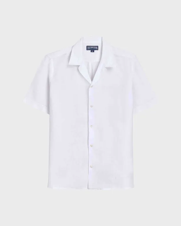 Vilebrequin - Herren-bowlinghemd Aus Leinen – Uni - Hemd - Courbis - Weiss - Größe L Vilebrequin - Herren-bowlinghemd Aus Leinen – Uni - Hemd - Courbis - Weiss - Größe L
