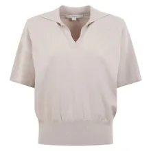 Remain - Short-Sleeved Polo Sweater - Größe L - beige Remain - Short-Sleeved Polo Sweater - Größe L - beige