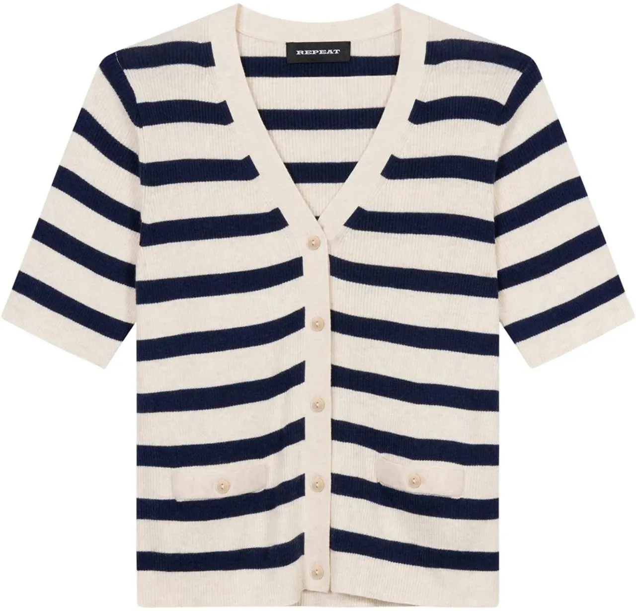 REPEAT CASHMERE - Gestreept vest - Größe 42 - weiß REPEAT CASHMERE - Gestreept vest - Größe 42 - weiß