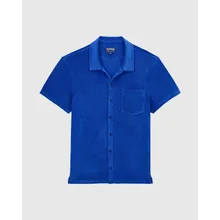 Vilebrequin - Solid Unisex-bowling-hemd Aus Baumwolle - Hemd - Charli - Blau - Größe XL Vilebrequin - Solid Unisex-bowling-hemd Aus Baumwolle - Hemd - Charli - Blau - Größe XL