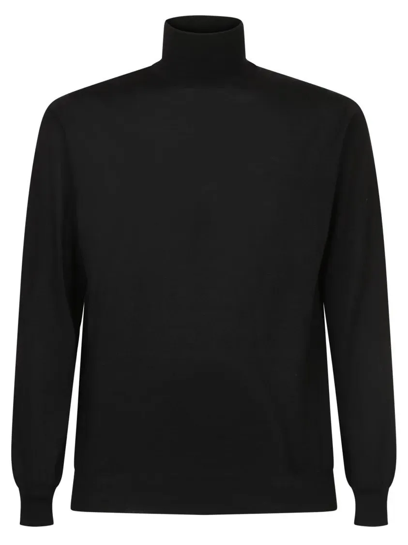Dell%27oglio - High Neck Black Knit Pullover - Größe 50 - schwarz Dell%27oglio - High Neck Black Knit Pullover - Größe 50 - schwarz