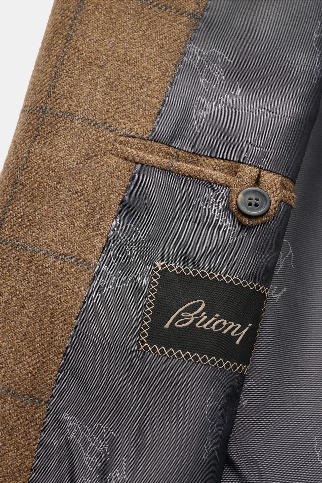 Brioni - Herren - Cashmere Sakko 'New Plume' braun/dunkelgrau kariert – Bild 4