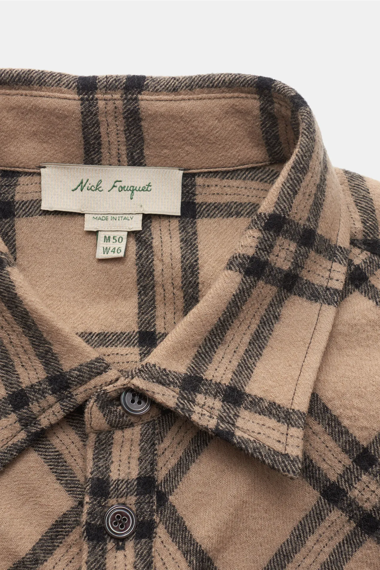 Nick Fouquet - Herren - Casual Hemd schmaler Kragen hellbraun/schwarz kariert – Bild 2