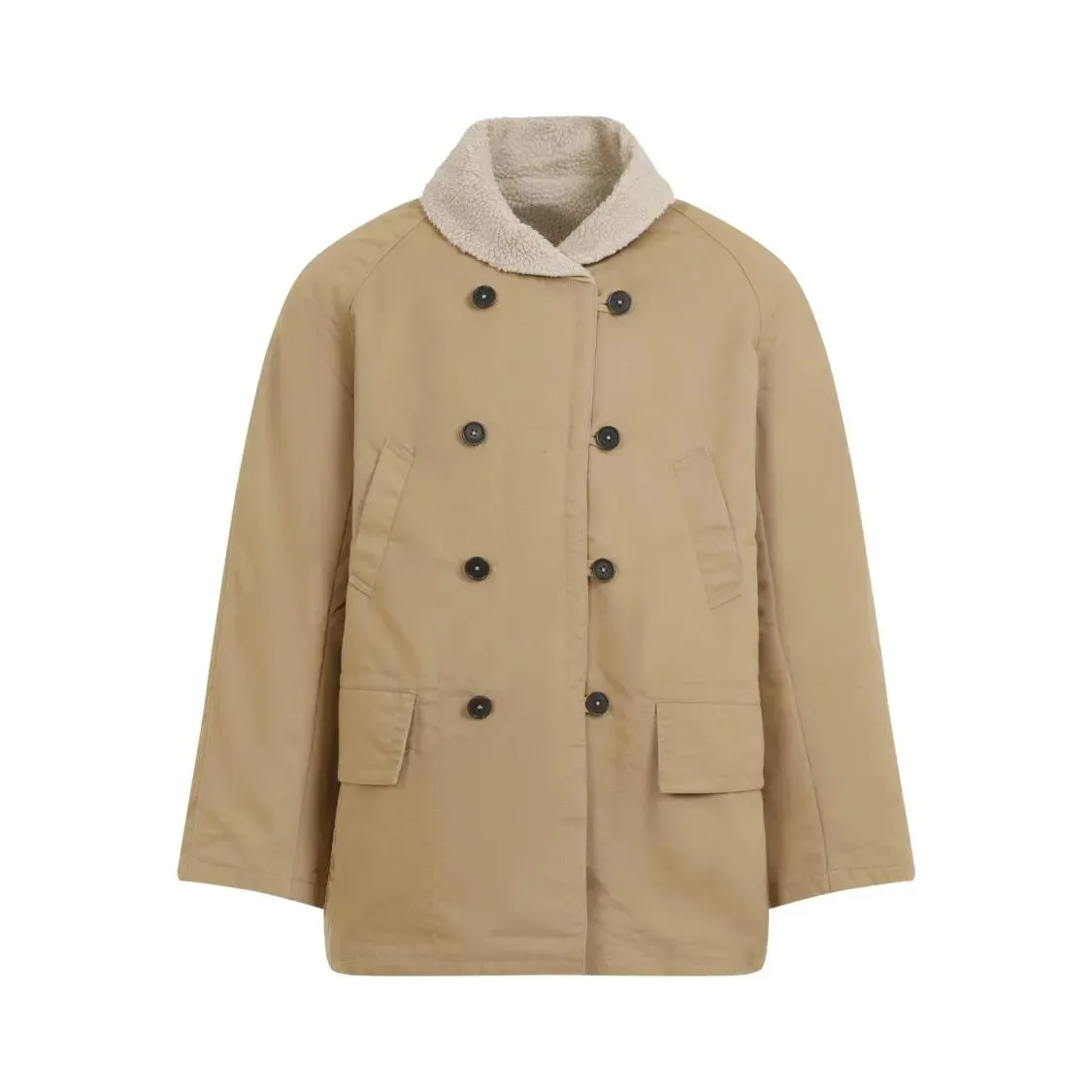 Universal Works - Double-Breasted Jacket With Sherpa Collar And Fabr - Größe S - braun Universal Works - Double-Breasted Jacket With Sherpa Collar And Fabr - Größe S - braun