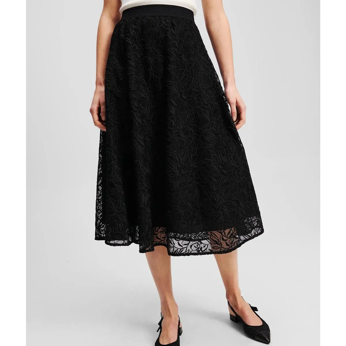 Karl Lagerfeld - ROCK MIT ORCHIDEENSTICKEREI - Größe 42 - schwarz – Bild 3