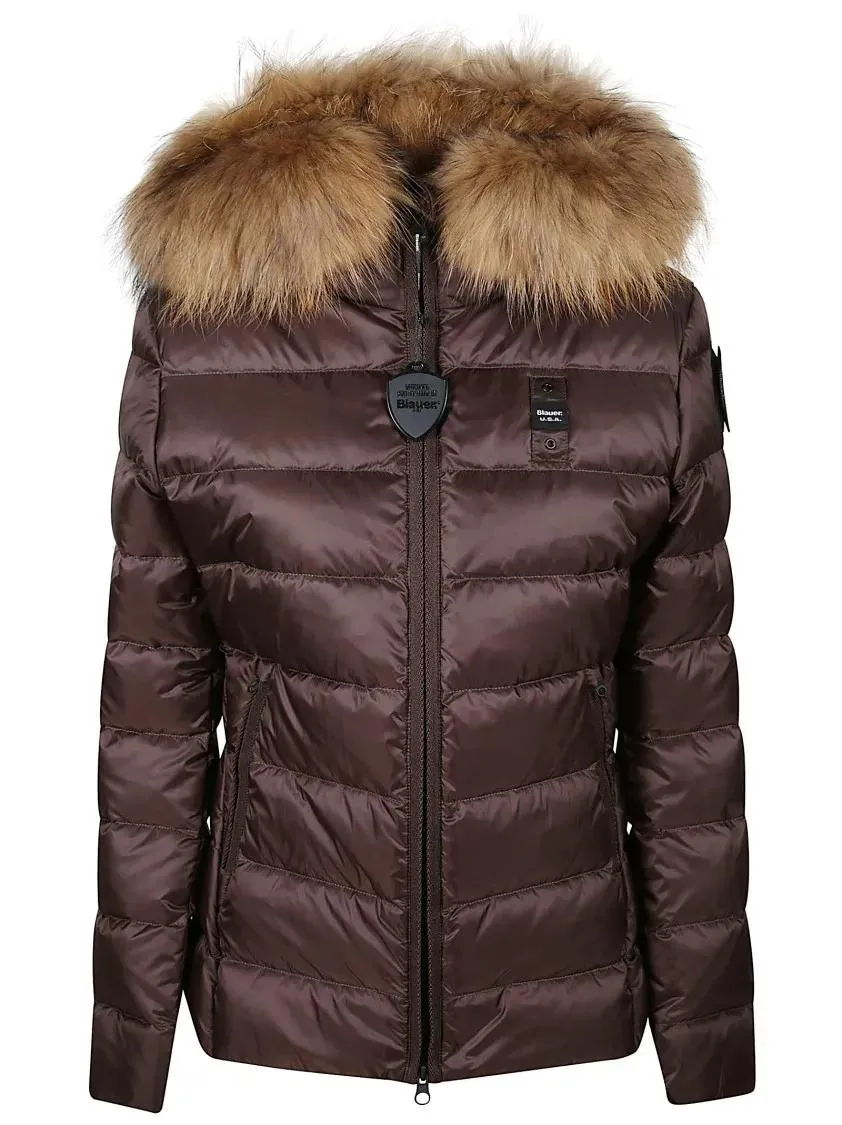 Blauer - Quilted Brown Down Coat - Größe S - schwarz Blauer - Quilted Brown Down Coat - Größe S - schwarz