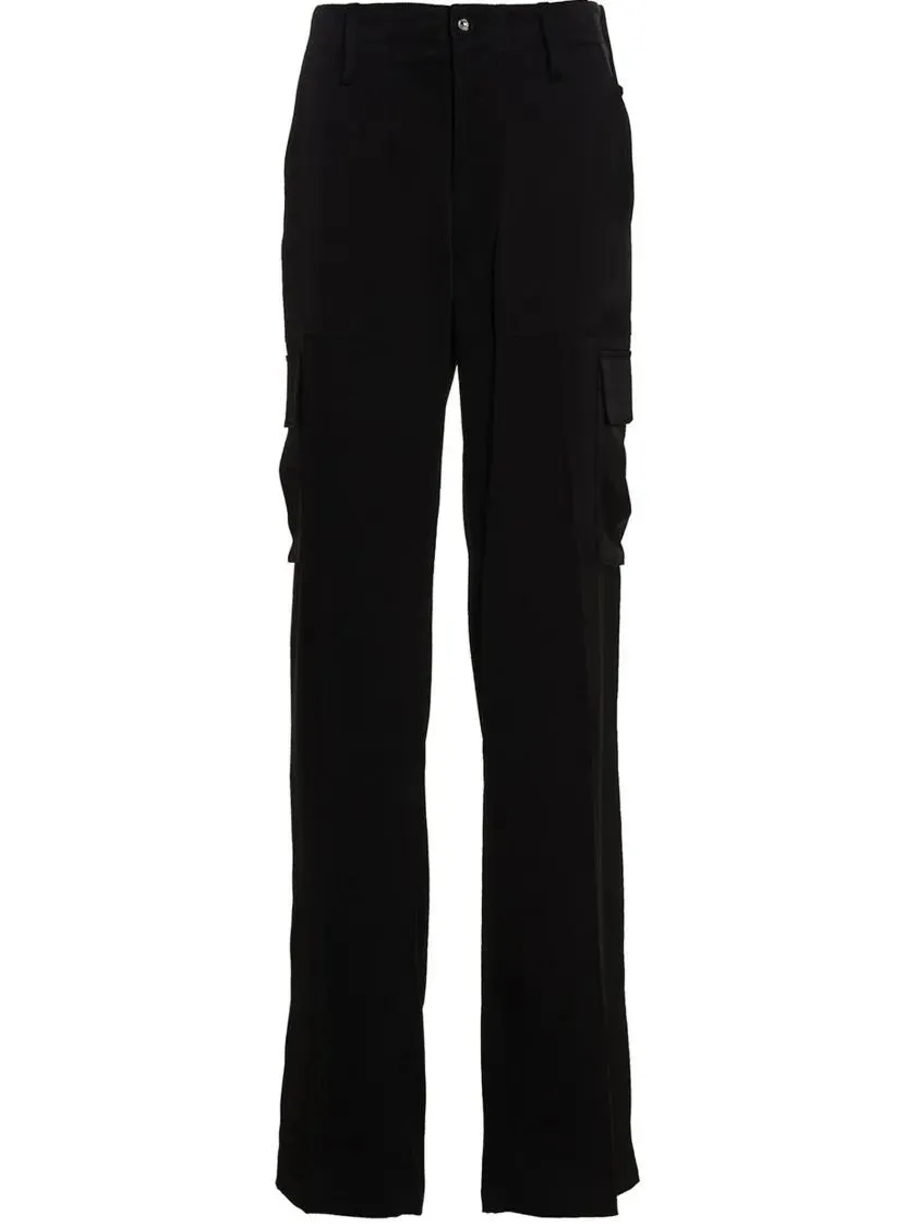 David Koma - Satin-Finish Cargo Pants With Multi-Pockets - Größe 10 - schwarz David Koma - Satin-Finish Cargo Pants With Multi-Pockets - Größe 10 - schwarz