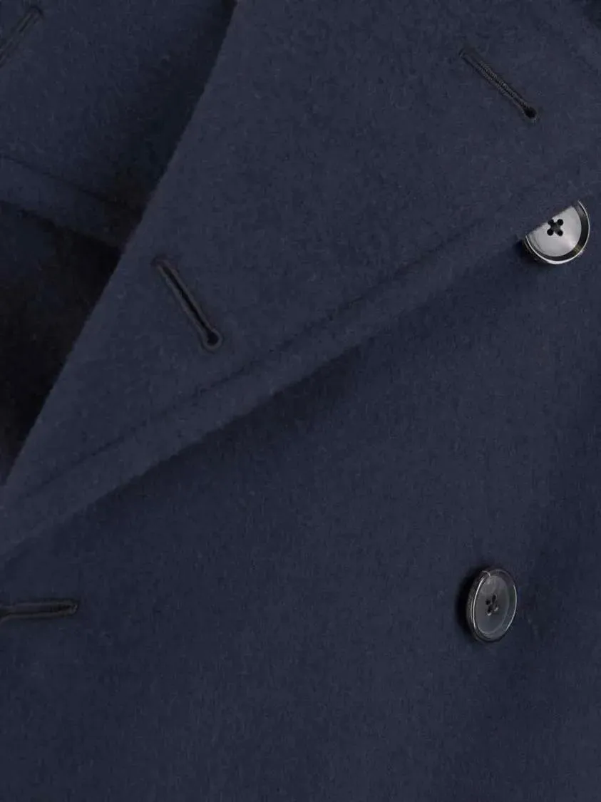 Emanuela Caruso - Navy Blue Double-Breasted Wool Coat With Classic L - Größe 50 - blau – Bild 2